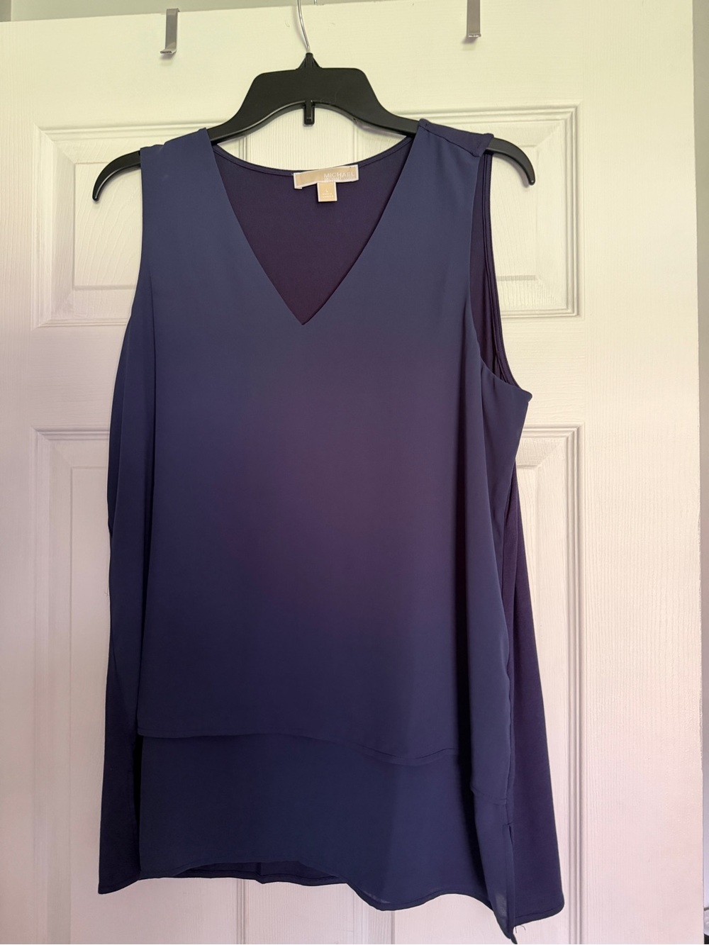 Michael Kors Navy Layered V-Neck Sleeveless Tank